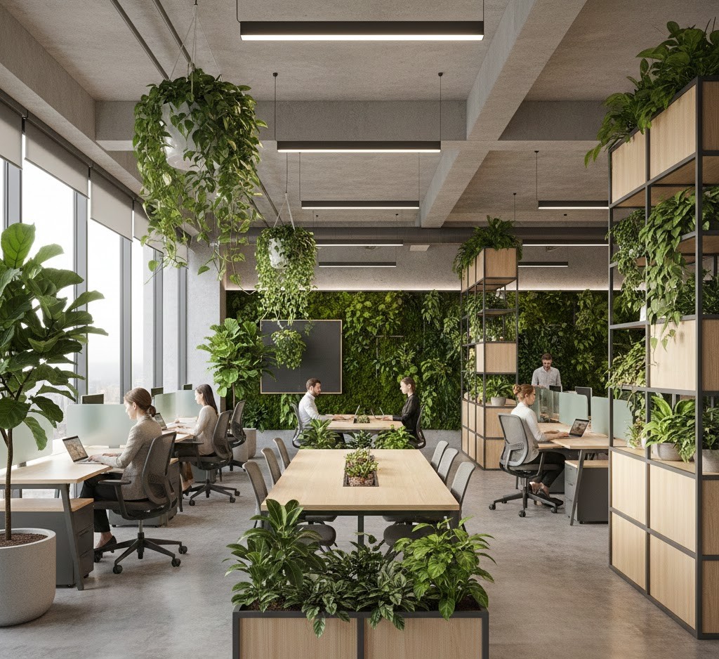 Modern kantoor met planten